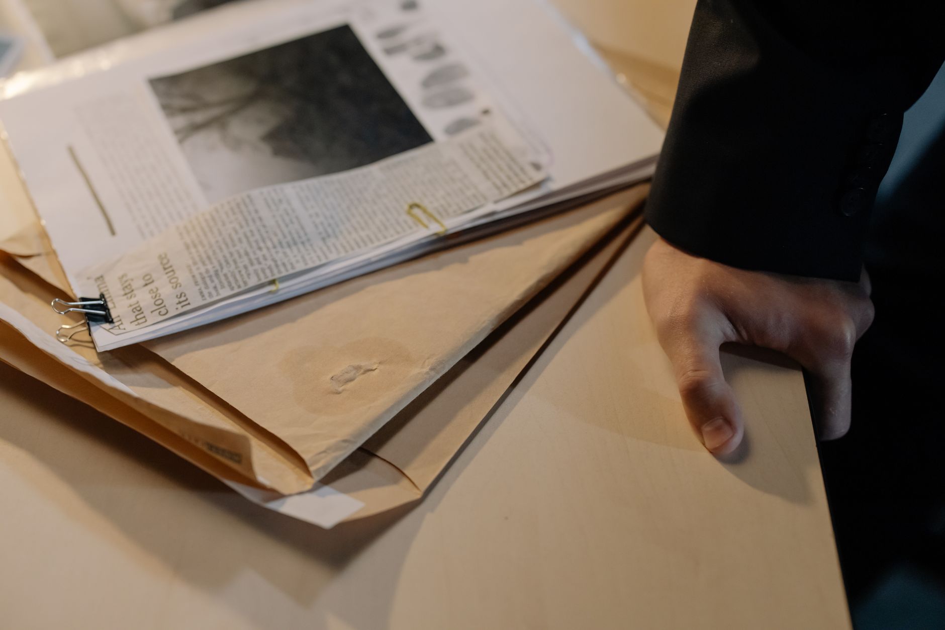 Close-up view of business compliance binder folders